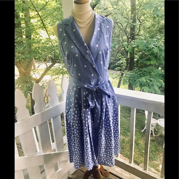Anne Klein Dresses & Skirts - Anne Klein High Sky Blue with White Dot Dress 10